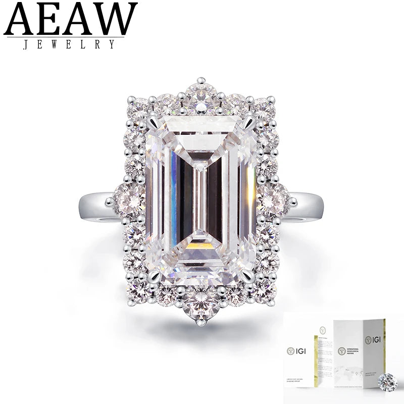 7CT Emerald Cut Lab Grown Diamond Engagement Ring Set – IGI Certified 14K Gold Bridal Set