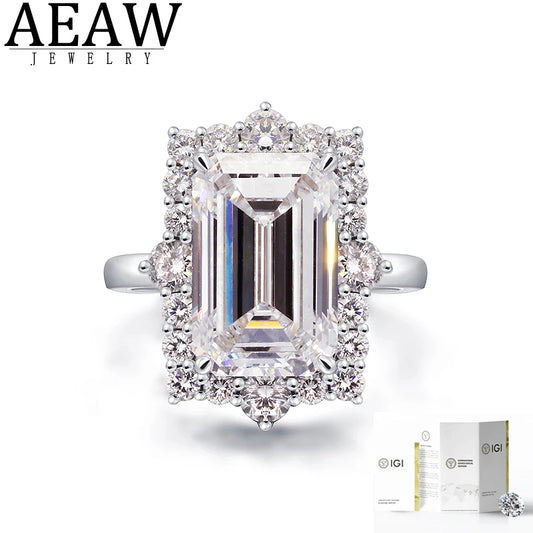7CT Emerald Cut Lab Grown Diamond Engagement Ring Set – IGI Certified 14K Gold Bridal Set
