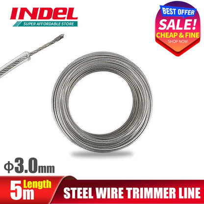 INDEL Steel Wire Reinforced Nylon String Trimmer Line – Heavy-Duty Brushcutter Replacement Cord