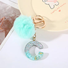 Letter Key Pendant With Green Fluffy Pompom