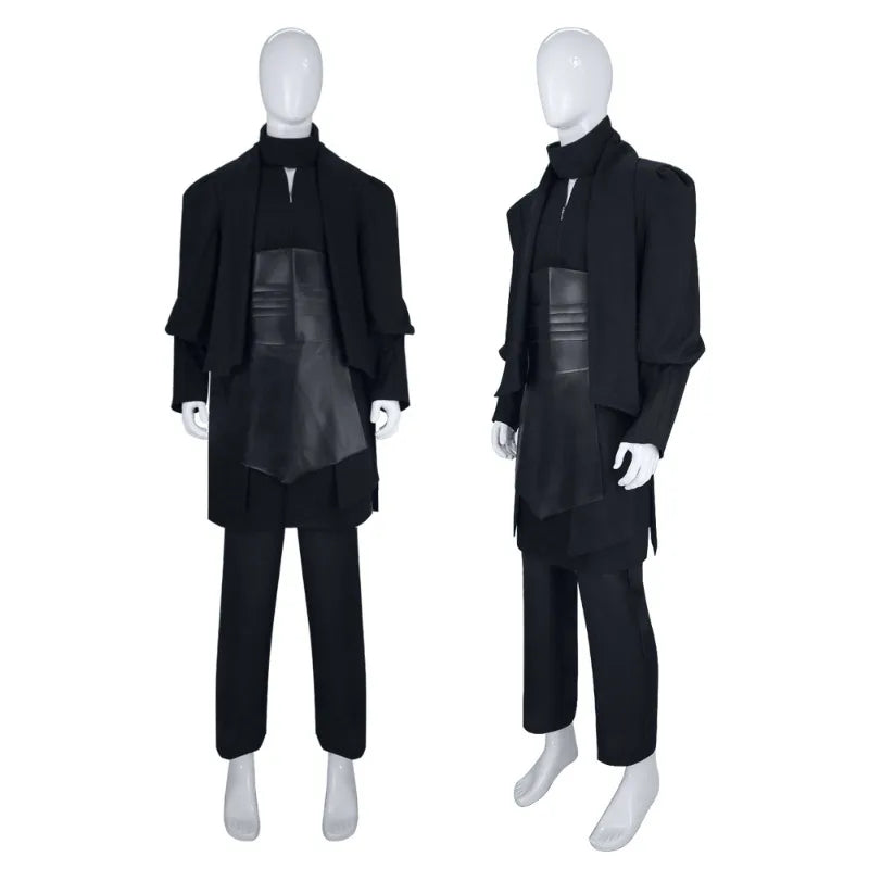 Men's Darth Maul Cosplay Costume Full Set - Black Hooded Robe Tunic Uniform