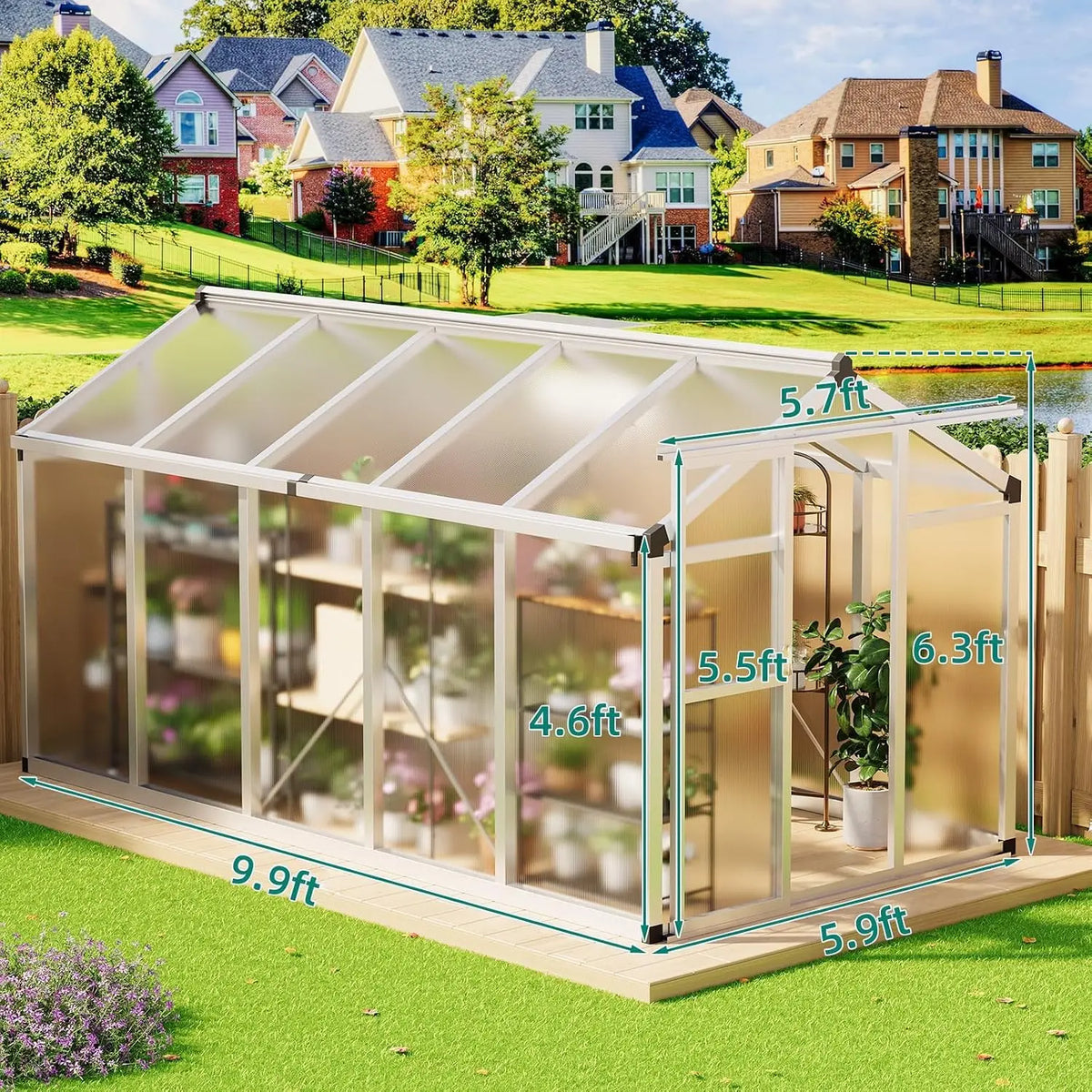 6x10 FT Heavy-Duty Walk-In Polycarbonate Outdoor Greenhouse