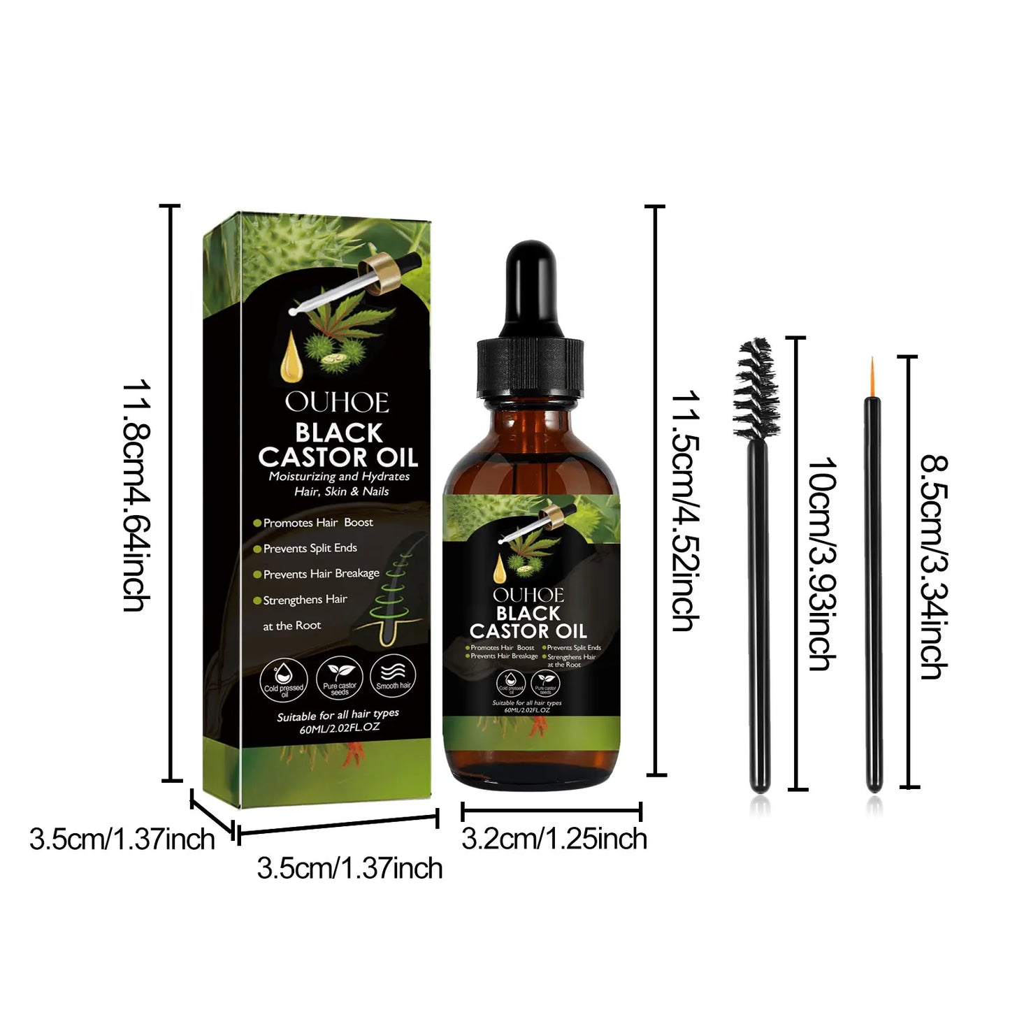 OUHOE Black Organic Castor Oil Moisturize Hair Growth Serum