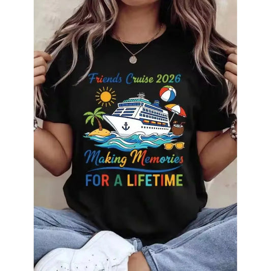 Women’s Classic Crewneck 100% Cotton T-Shirt – Cruise Tee
