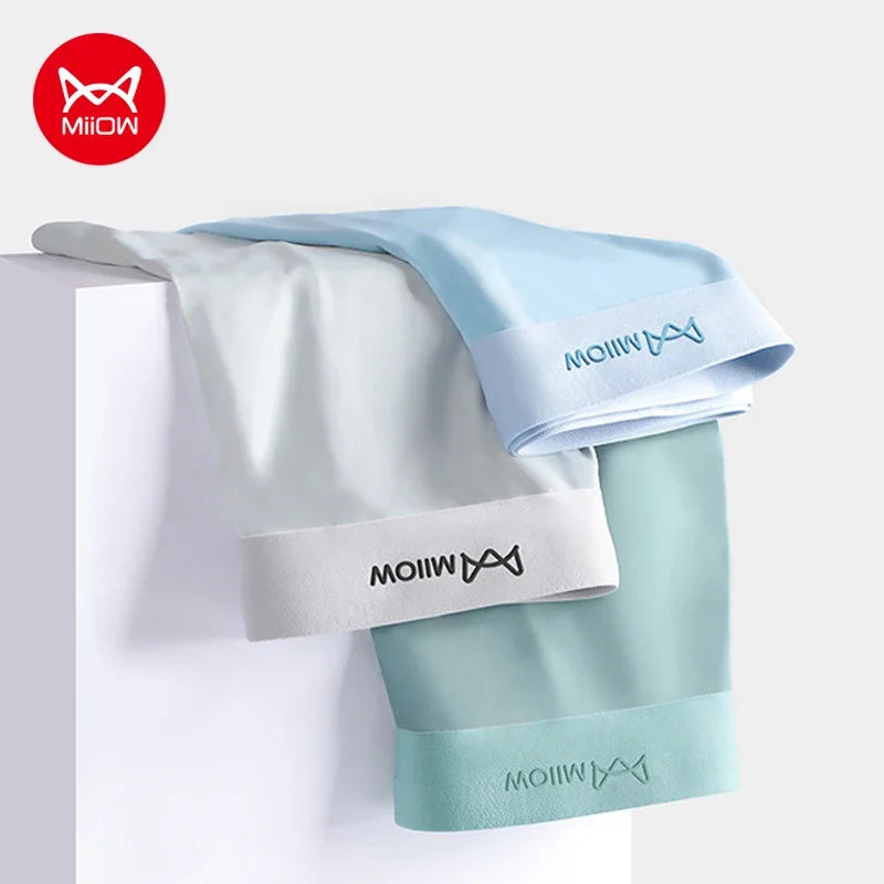 MiiOW Men’s Ice Silk Seamless Boxer Briefs (3-Pack)