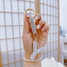 Sparkling Rhinestone Alphabet Keychain