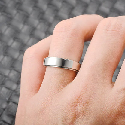 Stainless Steel Fidget Spinner Ring – Anti-Anxiety Stress Relief Band for Men & Women