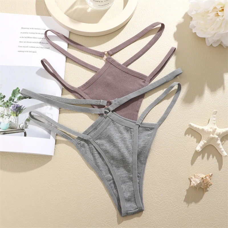 FINETOO 4Pcs Cotton Double Thin Thongs