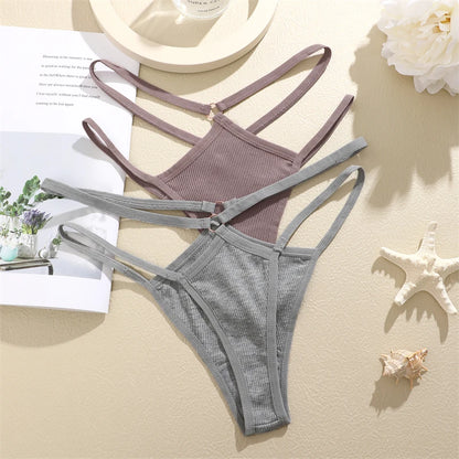 FINETOO 4Pcs Cotton Double Thin Thongs