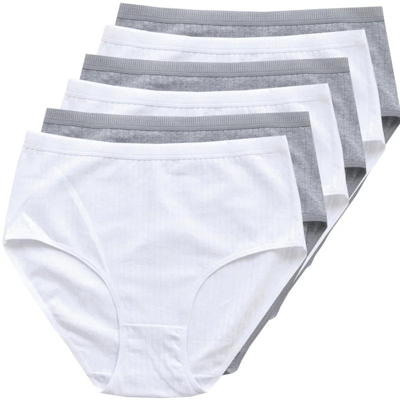 Chen Asta Women's Cotton High-Waist Briefs (6-Pack) - Breathable Plus Size Panties
