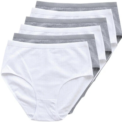 Chen Asta Women's Cotton High-Waist Briefs (6-Pack) - Breathable Plus Size Panties