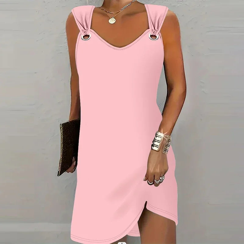 Fashionable Casual Solid Color Suspender Dress