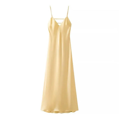 Yellow Stain Sleeveless Loose Fit Dress