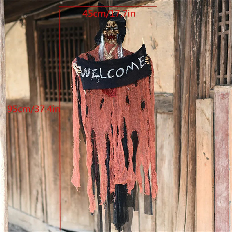Spooky Halloween Hanging Ghost Decor – Creepy Tattered Linen Grim Reaper Prop for Haunted House, Yard & Party Decor