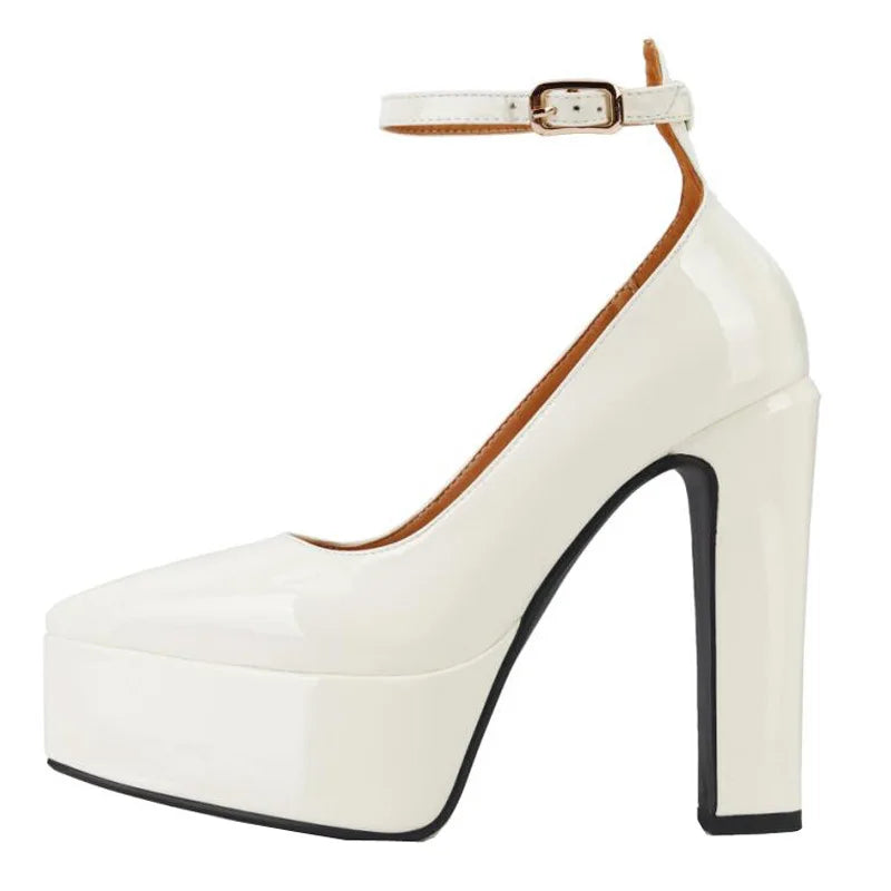 Women's High Platform Stiletto Pumps with Ankle Buckle Strap