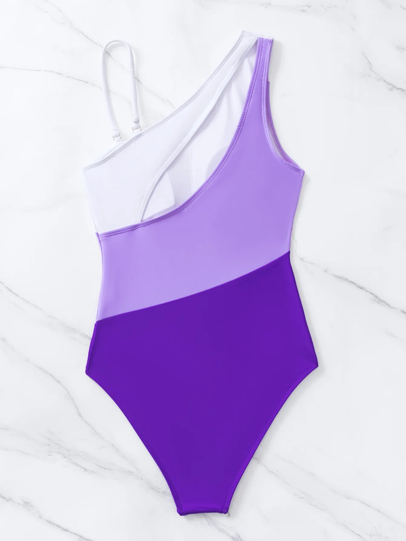 One-shoulder Color-blocking High-waisted One-piece Bikini