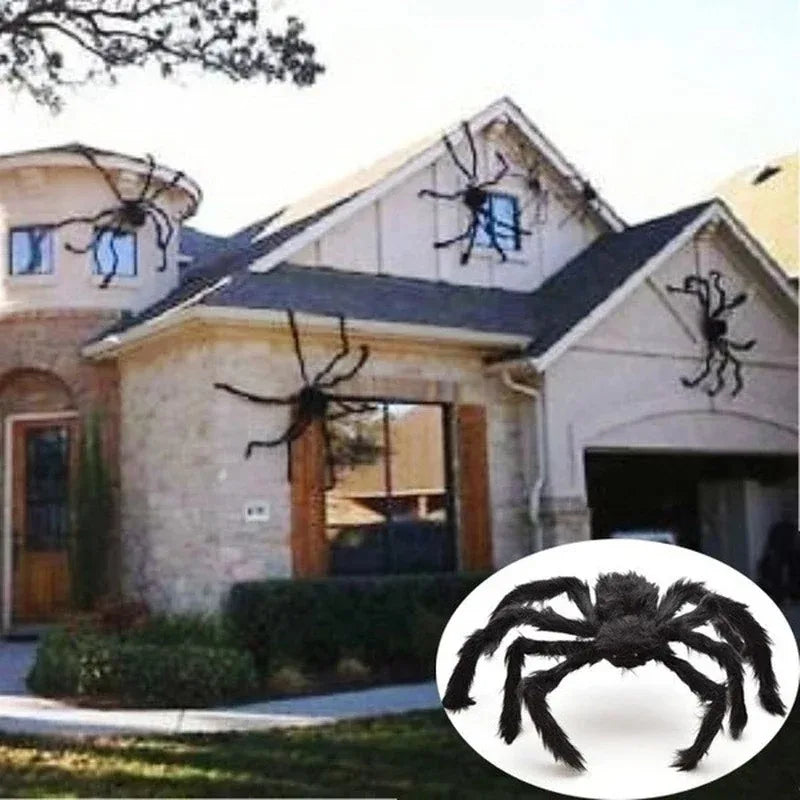Giant Plush Black Spider Outdoor Halloween Decor
