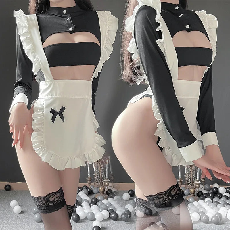 Open Bra Maid Tight Bodysuit Costume