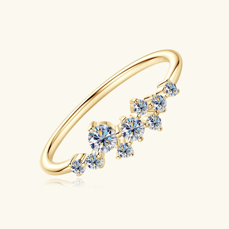 Anziw Real S925 Ring Cluster Moissanite Sterling Silver Ring