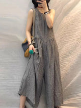 Oversized Plaid Sleeveless Wide Leg Jumpsuit