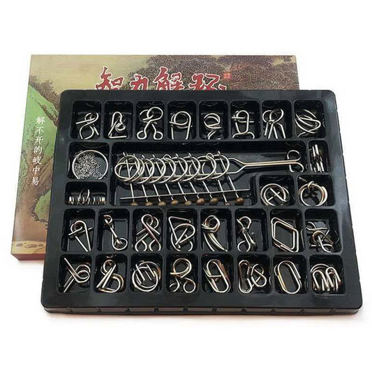 Classical Metal Wire Brain Teasers & IQ Puzzle Set
