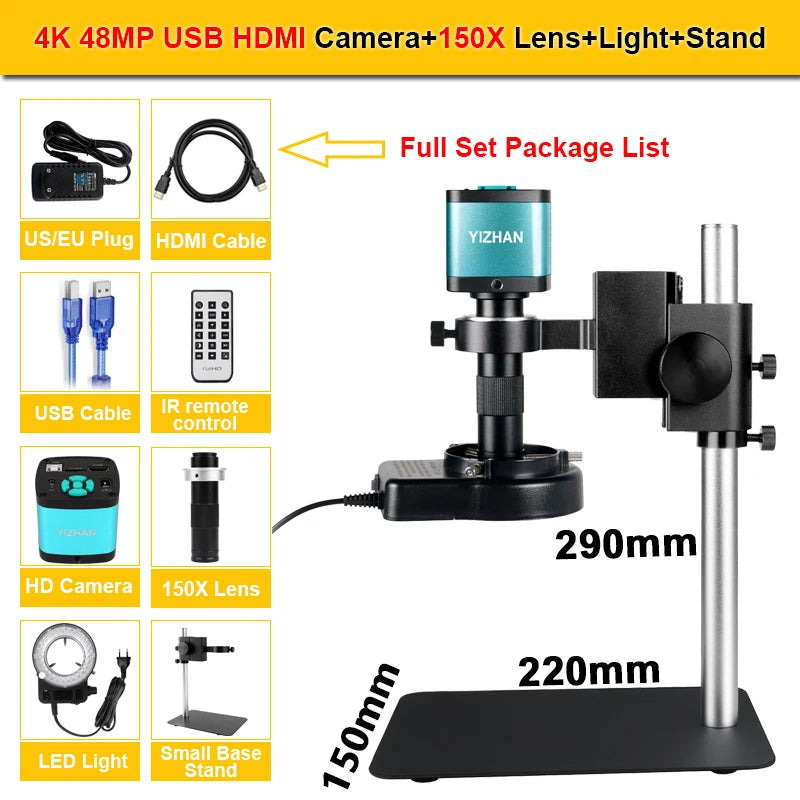 YIZHAN 4K Digital Microscope – Ultra HD USB HDMI Soldering Camera with Zoom Lens