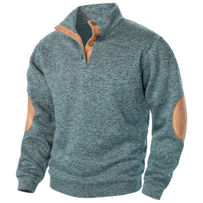 Stand Collar Padded Elbow Sweater
