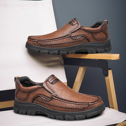 Men’s Classic Leather Slip-On Loafers – Lightweight Casual Driving & Dress Shoes