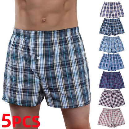 8-Pack Men's 100% Cotton Plaid Loose Fit Boxer Shorts