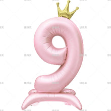 42" Colored Number Stand Foil Balloons with Crown Figures