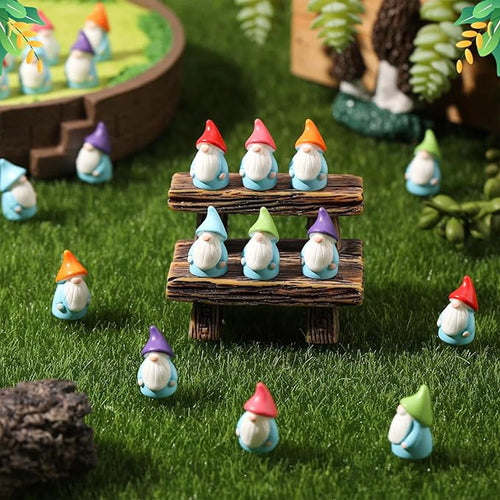 10pcs Mini Resin Gnomes Statues Ornaments