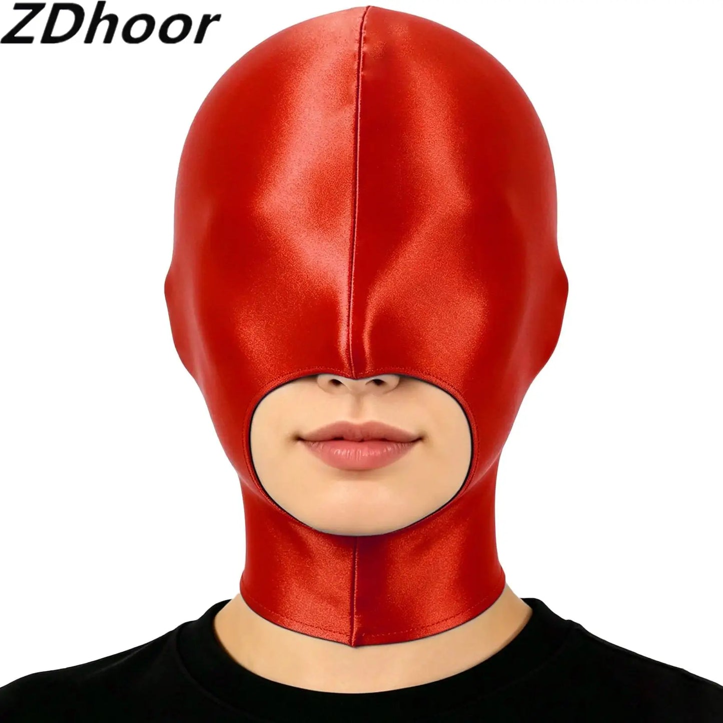 Glossy Full-Head Zippered Balaclava Hood