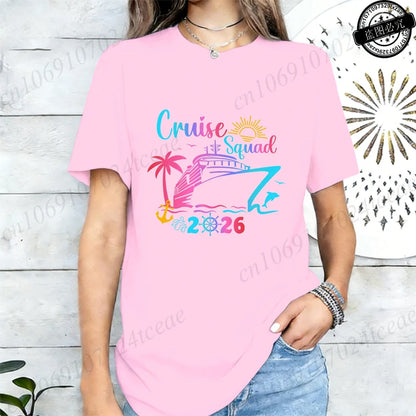 Women’s Cruise Squad 2026 Graphic T-Shirt – Casual Vacation Short Sleeve Tee