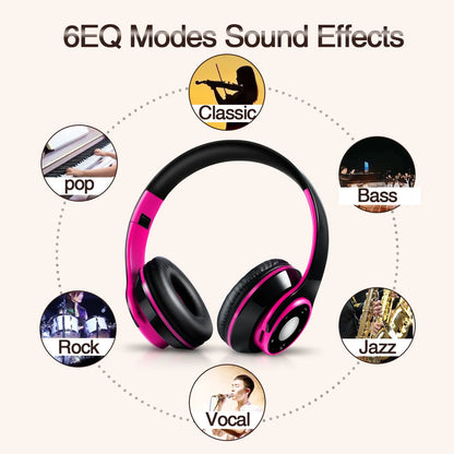 Foldable Wireless Bluetooth 5.3 Over-Ear Headphones with Built-in MP3 Player