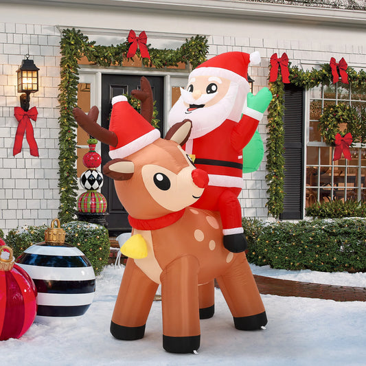 7FT Giant Inflatable Santa Claus Reindeer Decoration