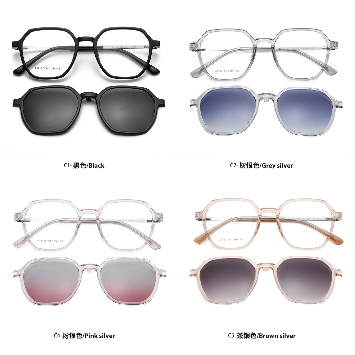 Magnetic Clip-On Polarized Sunglasses & Optical Eyeglass Frame Set