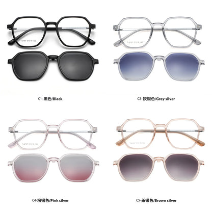 Magnetic Clip-On Polarized Sunglasses & Optical Eyeglass Frame Set