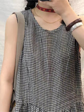 Oversized Plaid Sleeveless Wide Leg Jumpsuit