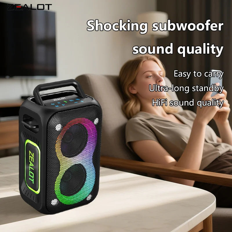 ZEALOT PT02 60W Portable Wireless Party Speaker with Dynamic RGB Lights