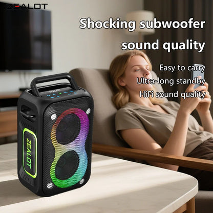 ZEALOT PT02 60W Portable Wireless Party Speaker with Dynamic RGB Lights