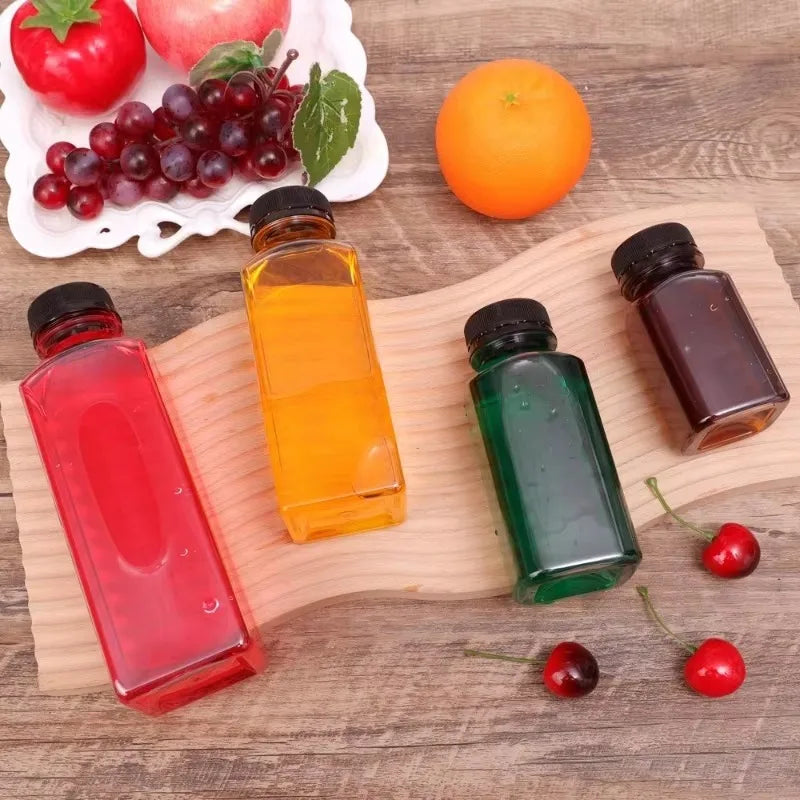150-500ML Empty Plastic Drink Containers with Black Screw Caps