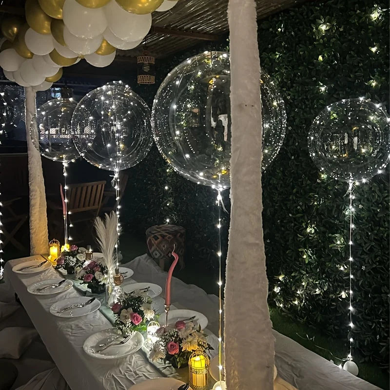 5 Sets LED Glow Balloons 20 Inch Clear Light Up Bobo Balloon