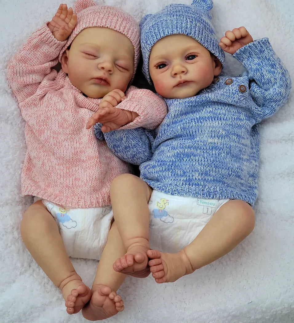 19 Inch Lifelike Reborn Lily & Irys Twins Soft Body Baby Dolls