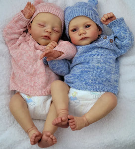 19 Inch Lifelike Reborn Lily & Irys Twins Soft Body Baby Dolls