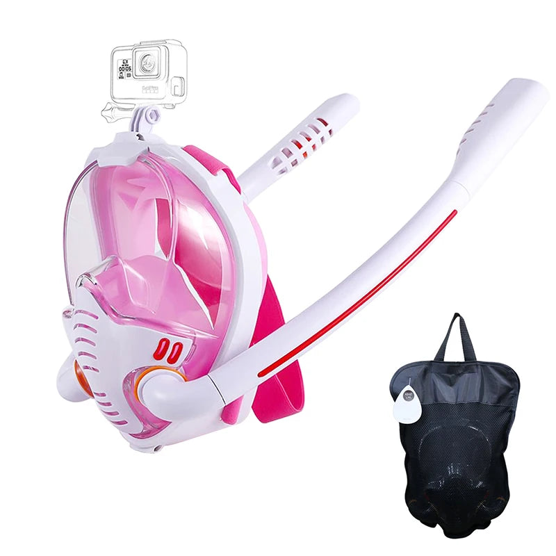 Full Face  Double Tube Black Snorkel Mask