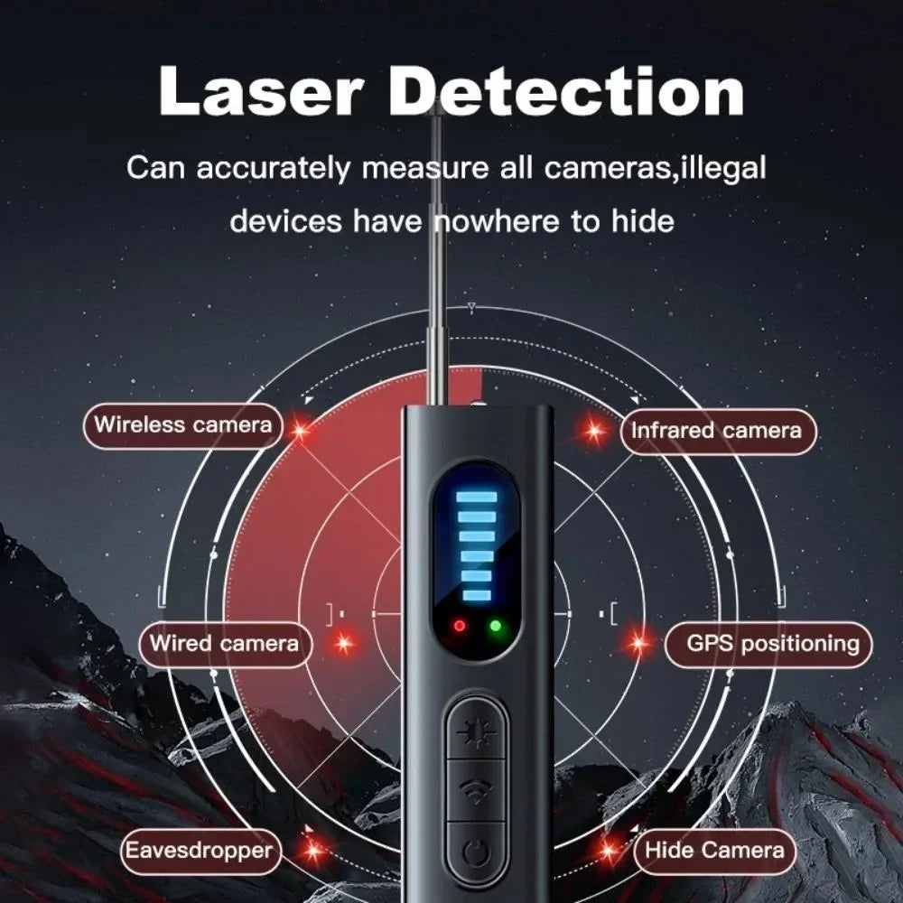 Anti-Spy Hidden Camera & Bug Detector – Portable RF Signal Scanner & Infrared GPS Tracker Finder