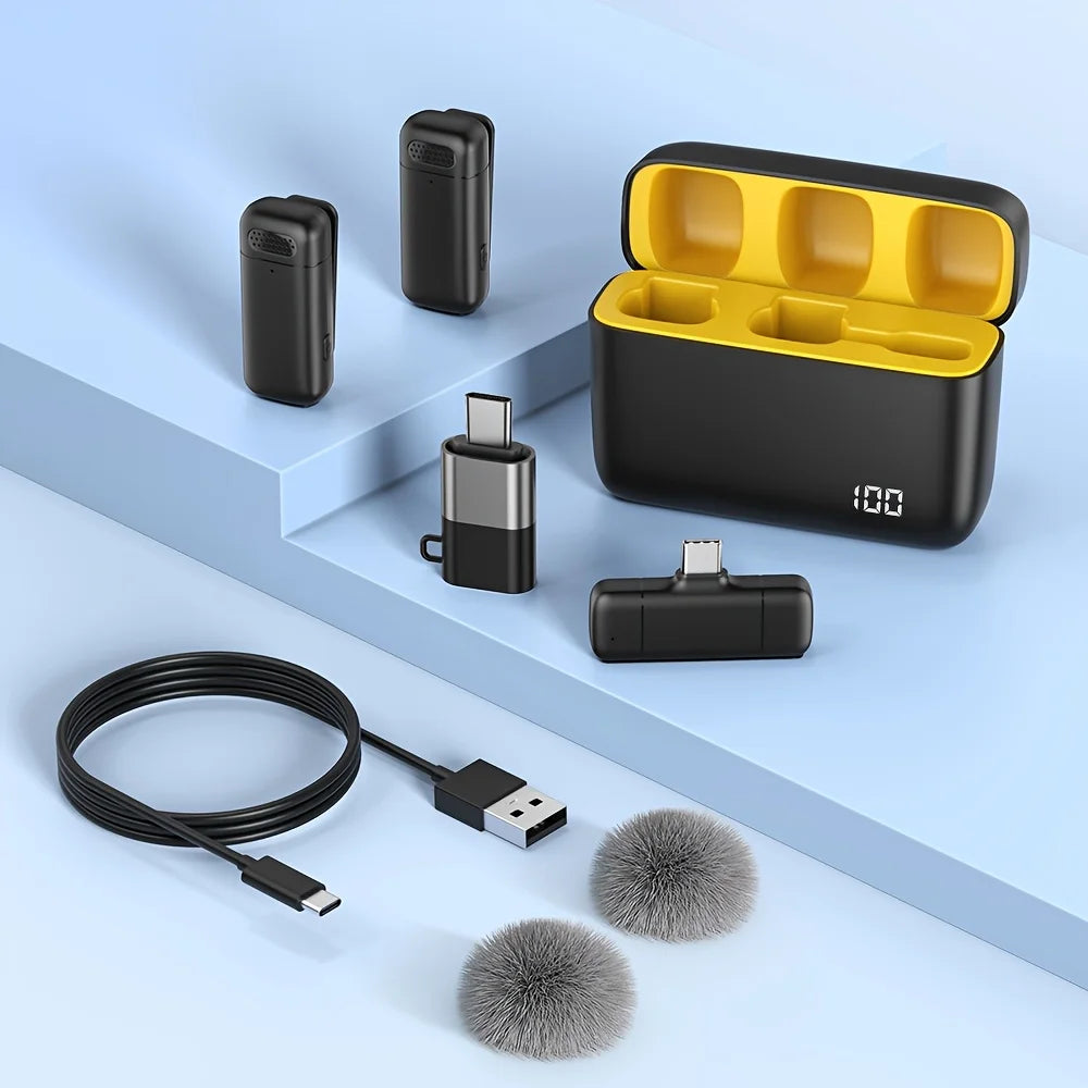 Wireless Lavalier Microphone for Cell Phones Type-C Mini with Charging Case