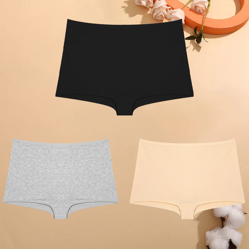 FINETOO 3PCS Cotton Boyshorts