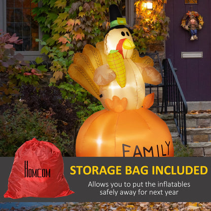 HOMCOM 4.9ft Inflatable Thanksgiving Decoration Turkey - Blow Up Outdoor LED Yard Display