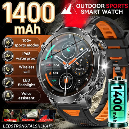 Military Outdoor Smartwatch with Flashlight